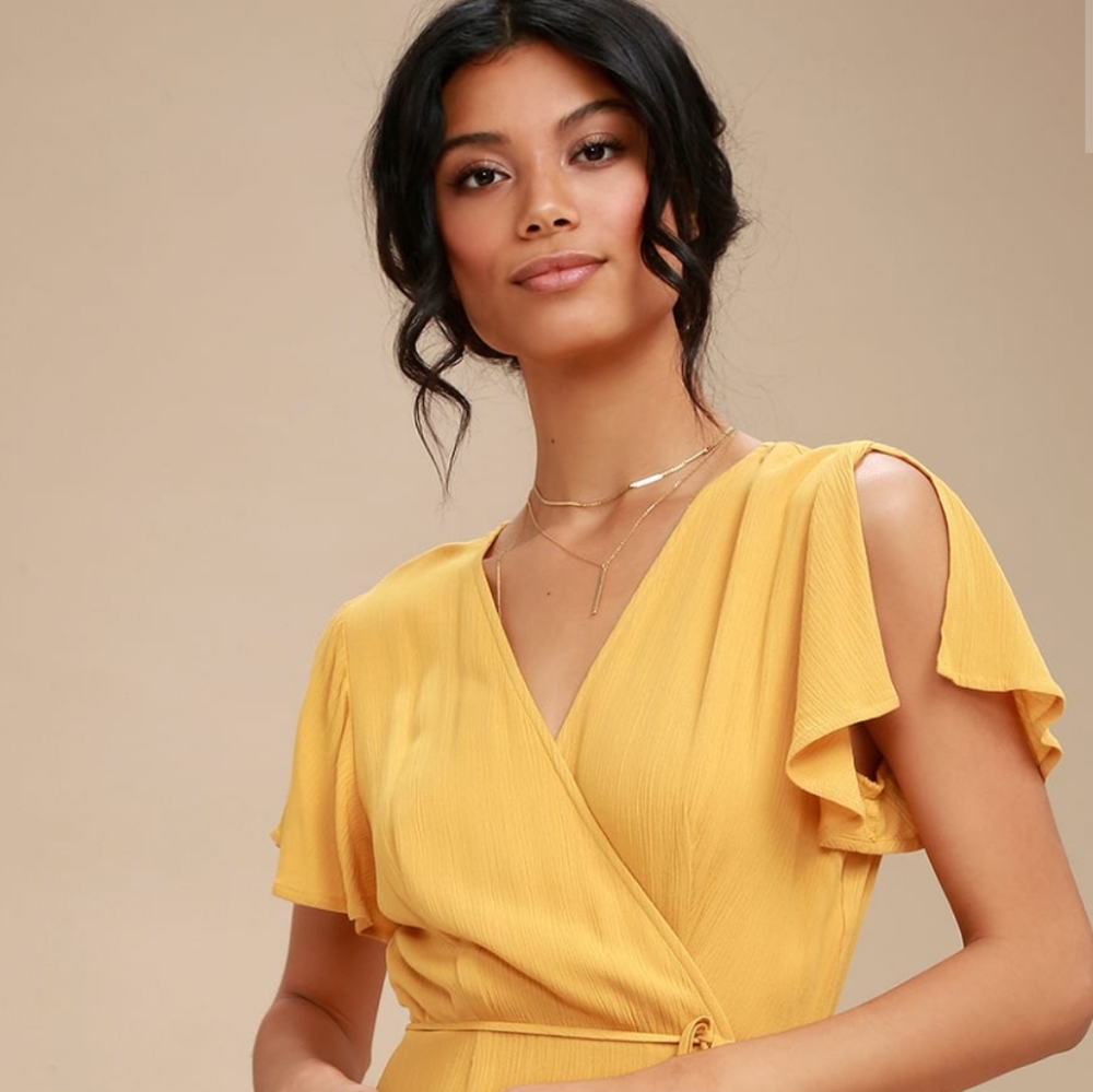 Harbor point mustard yellow wrap dress